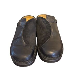 Naot Black Leather Suede slip on clogs mules size 9